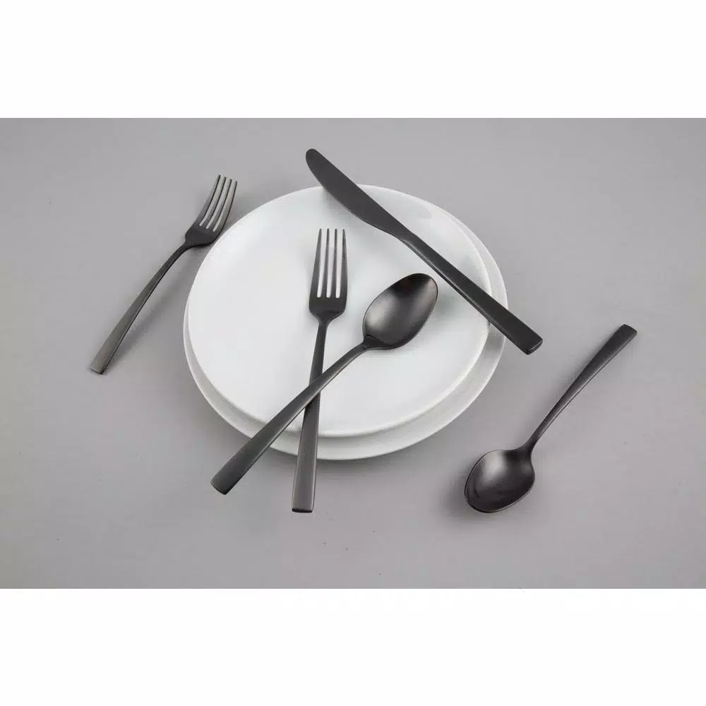 Fiesta Spark Black Satin 18/0 Stainless Steel 20-Piece Flatware Set, Service for 4