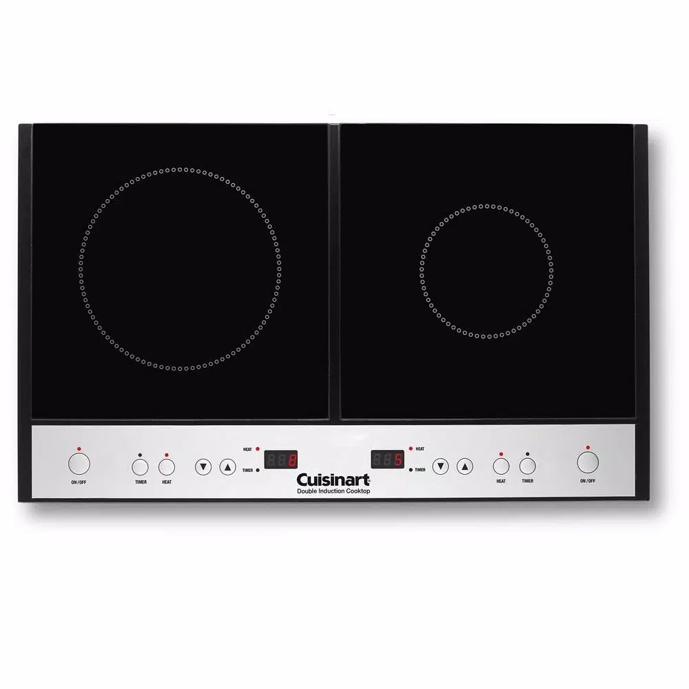 Cuisinart 2-Burner 12 in. Black Induction Cooktop Hot Plate, 1800W Portable Dual Induction Burner