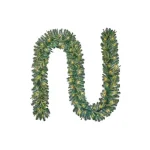 Home Accents Holiday 12 ft. Noble Fir Pre-Lit LED Christmas Garland with Timer, Warm White Micro Dot Lights thumbnail 1