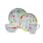 Euro Ceramica Charlotte 16-Piece Floral Multicolor Stoneware Dinnerware Set, Service for 4 thumbnail 5
