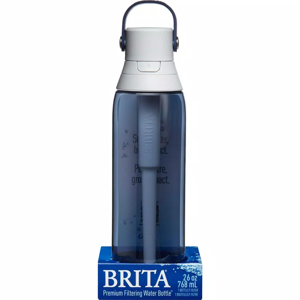 Brita 26 oz. Premium Filtering Water Bottle, Night Sky Blue, BPA-Free with 1 Filter