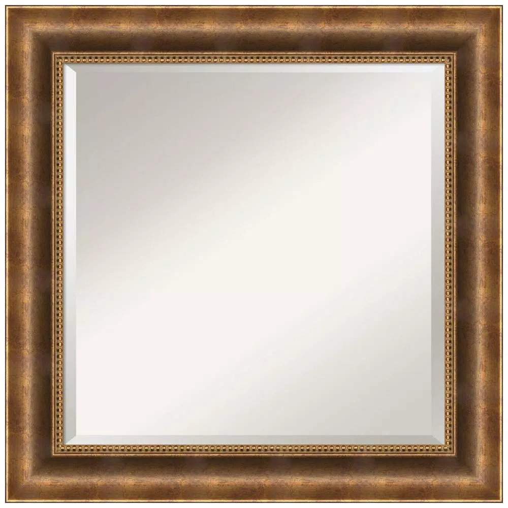 Amanti Art Manhattan Bronze 25.38 in. x 25.38 in. Square Wood Framed Bathroom Vanity Mirror