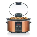 Euro Cuisine 6 Qt. Copper Electric Digital Slow Cooker with Programmable Timer and Hinged Glass Lid thumbnail 3