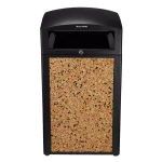 Alpine Industries 40 Gal. Steel Stone Panel Outdoor Commercial Trash Can with Lockable Lid thumbnail 1