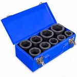 Stark 1 in. Drive Jumbo Truck Deep Impact Socket Set, 10-Piece Metric Set with Metal Case thumbnail 1