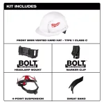 Milwaukee 475 Lumens LED Rechargeable Hard Hat Headlamp with BOLT White Type 1 Class C Vented Hard Hat thumbnail 2
