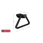 Delta Zura Matte Black Towel Ring - Geometric Hand Towel Holder thumbnail 2