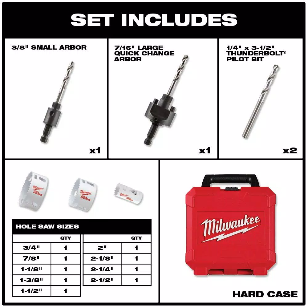 Milwaukee Hole Dozer Bi-Metal Hole Saw Kit, 16-Piece