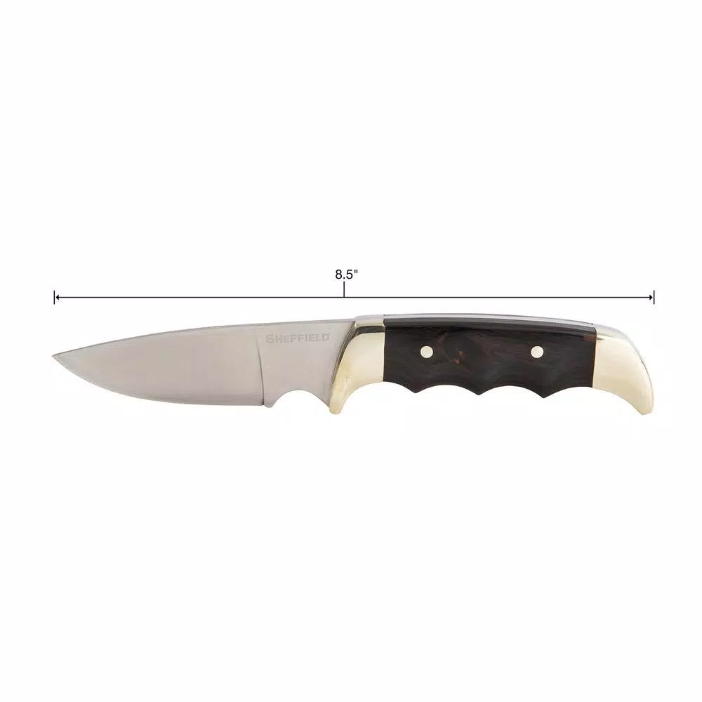 Sheffield 12180 Timber Series 4 in. Drop Point Fixed Blade Knife with Black Pakkawood Handle