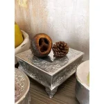 Benzara Silver Aluminum 4-Tier Cake Stand Set with Embossed Classic Pattern thumbnail 4