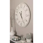 BrandtWorks 24 in. Oversized Antique White Farmhouse Wall Clock - Distressed Wood thumbnail 2