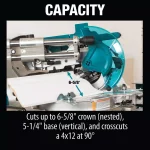 Makita 18V X2 LXT 10 in. Brushless Dual-Bevel Sliding Compound Miter Saw Kit with 4 5.0 Ah Batteries & Charger thumbnail 8