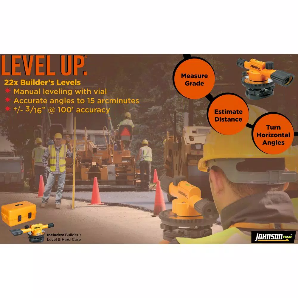 Johnson 40-6900 22X Builder's Level with 200 ft. Working Range