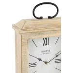 LITTON LANE Farmhouse Rectangular Whitewashed Beige Wooden Table Clock with Roman Numerals thumbnail 3