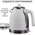 Ovente KS777 1.7L Electric Kettle, 1500W Stainless Steel Water Boiler with Auto Shut-Off and Removable Filter, White thumbnail 3