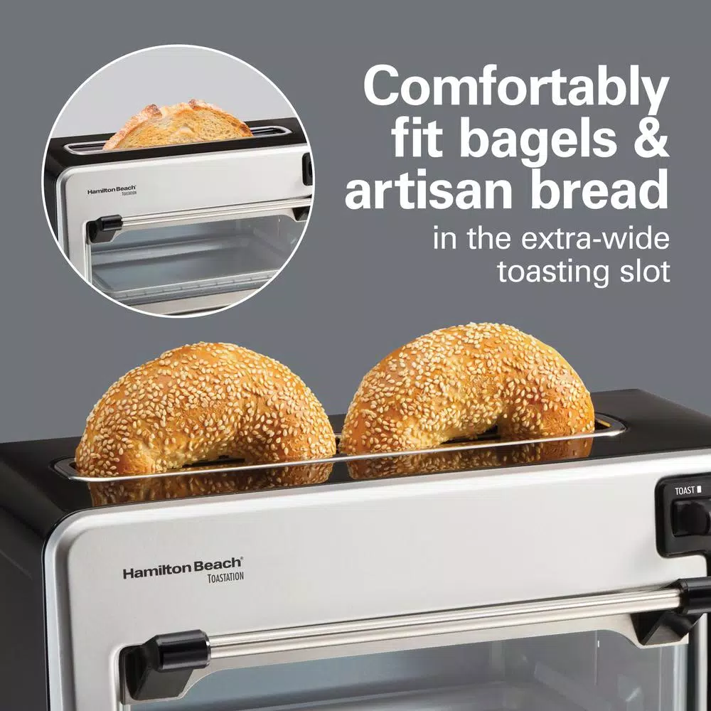 Hamilton Beach Toastation 1300W 2-Slice Toaster Oven, Black and Gray