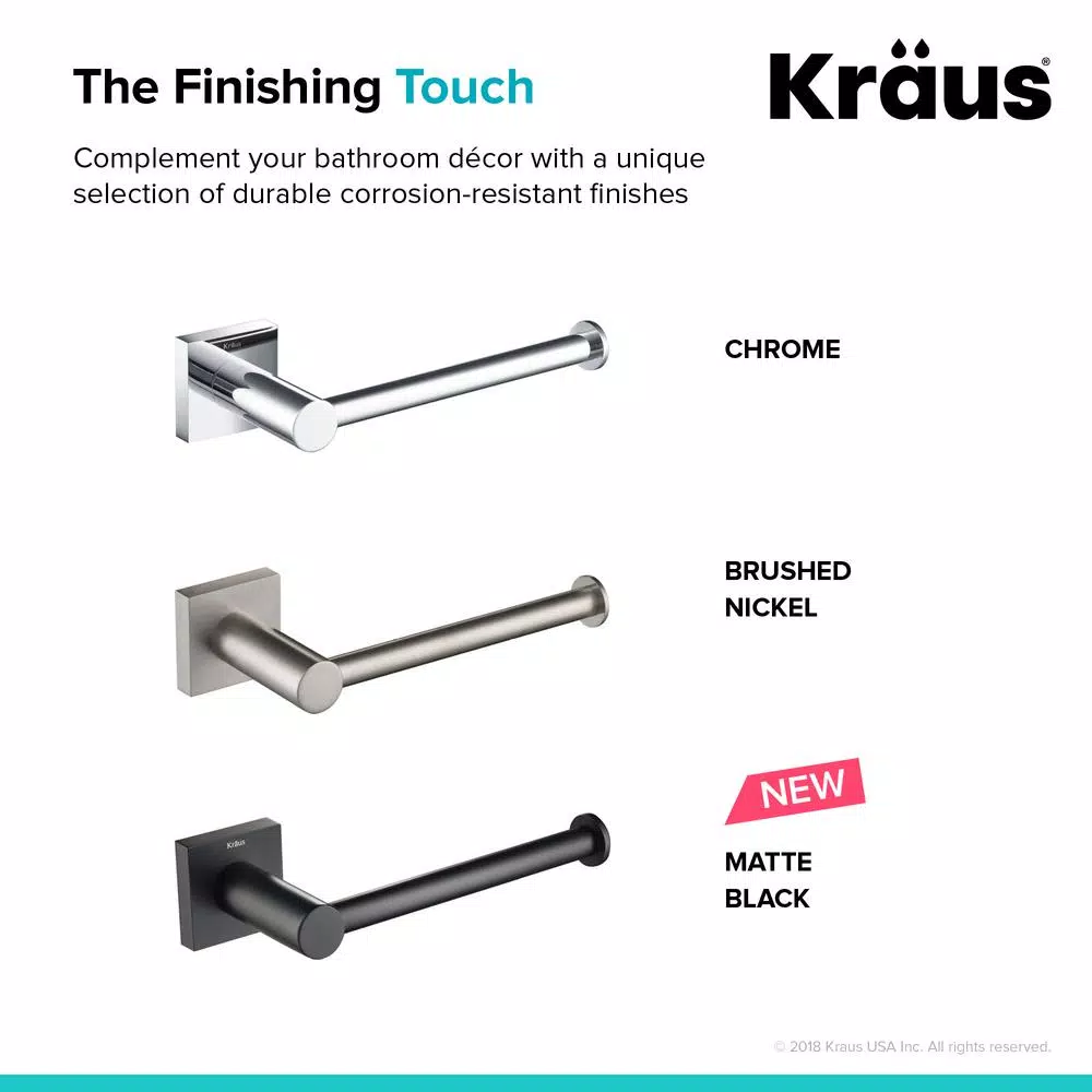 KRAUS Ventus Chrome Toilet Paper Holder - Solid Brass Wall Mount Bathroom Accessory