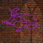 National Tree Company 36 in. Purple LED Witch Flying on Broom Halloween Light Strip Decoration thumbnail 2