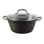 IMUSA 6 qt. Round Lightweight Cast Iron Dutch Oven with Tempered Glass Lid, Black thumbnail 1