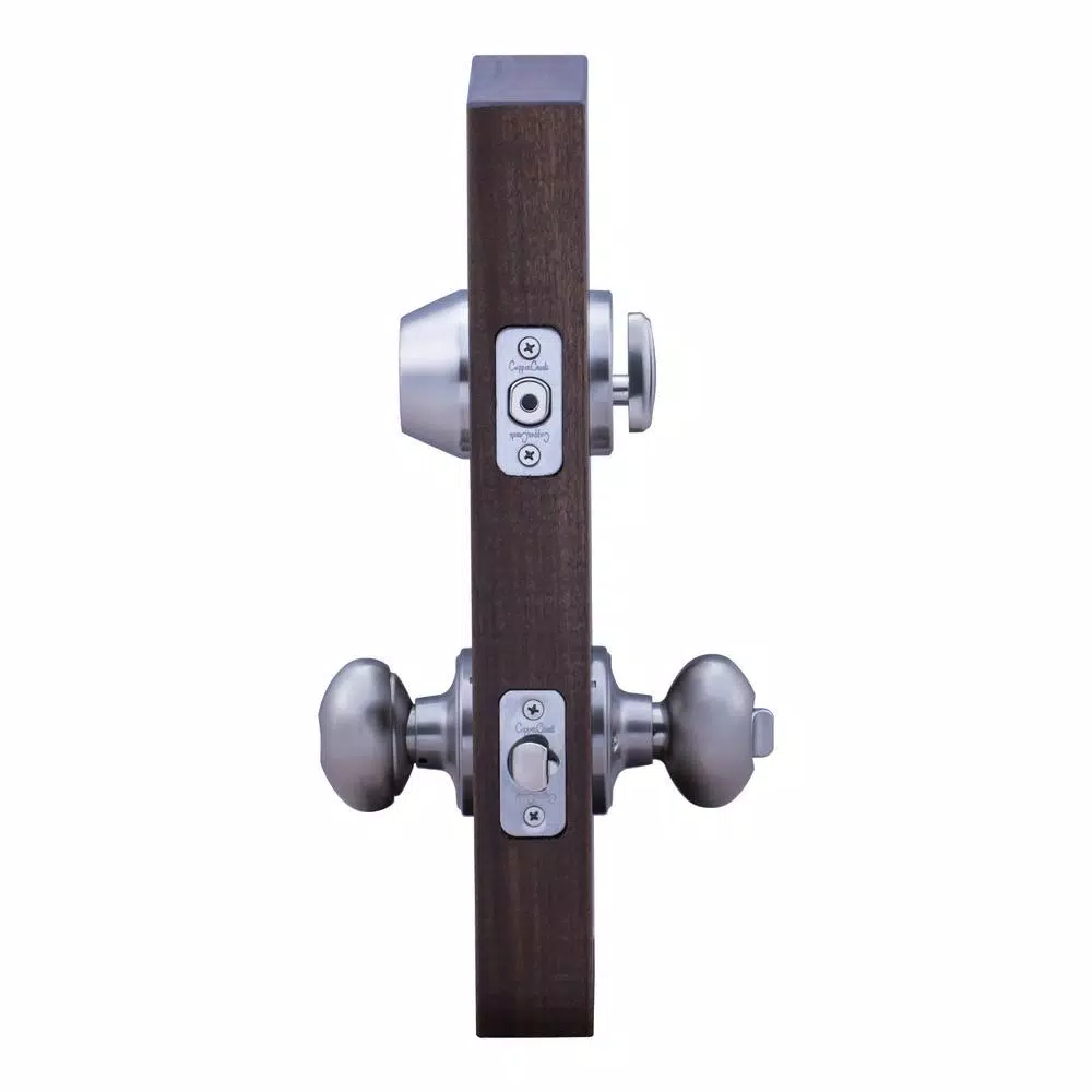 Copper Creek Colonial Egg Style Satin Stainless Steel Entry Door Knob and Single Cylinder Deadbolt Combo Pack