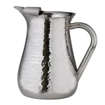 Elegance 72 oz. Hammered Stainless Steel Water Pitcher with Built-in Ice Guard thumbnail 1