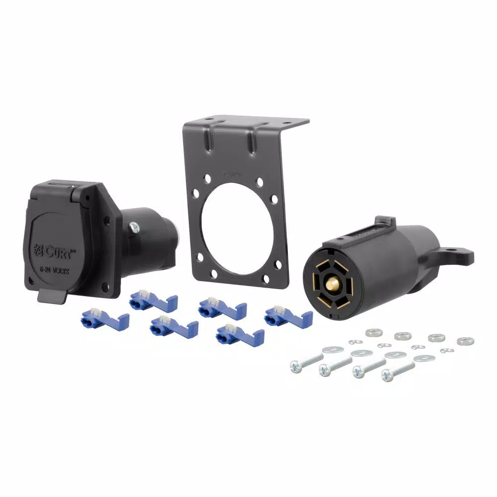 CURT 7-Way RV Blade Connector Plug & Socket Kit with Hardware