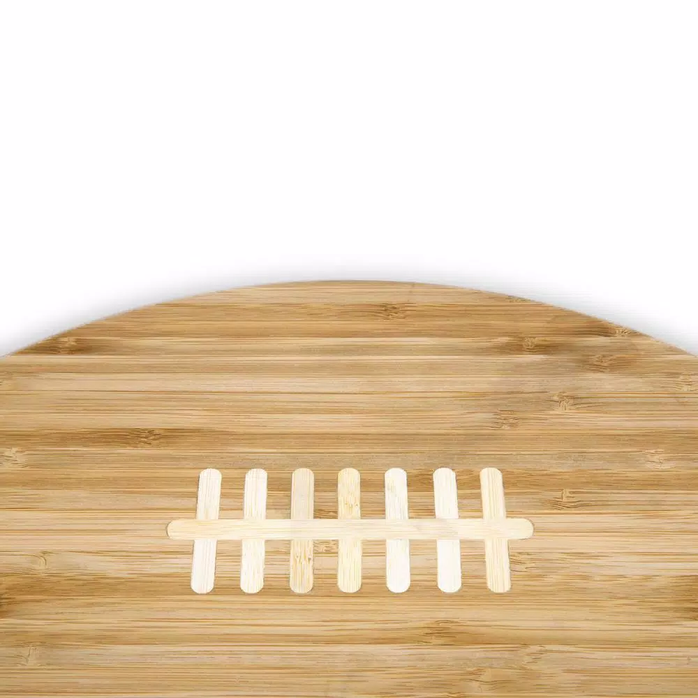 Picnic Time Touchdown 16 in. Oval Bamboo Football Cutting Board and Charcuterie Serving Tray