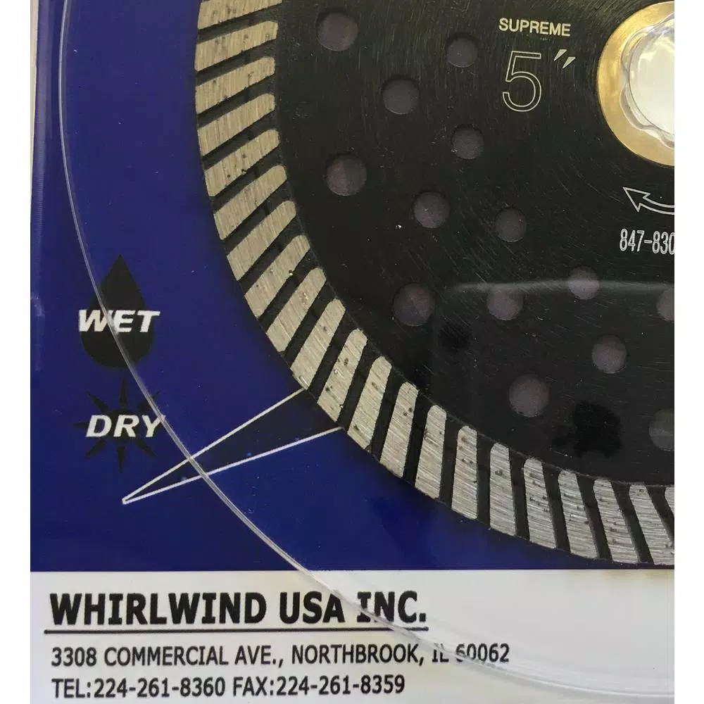 Whirlwind USA 5 in. Turbo Continuous Rim Diamond Blade for Granite and Stone