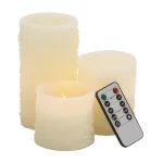 LITTON LANE Ivory Wax Flameless Pillar Candle Set of 3 with Remote Control and Timer thumbnail 1
