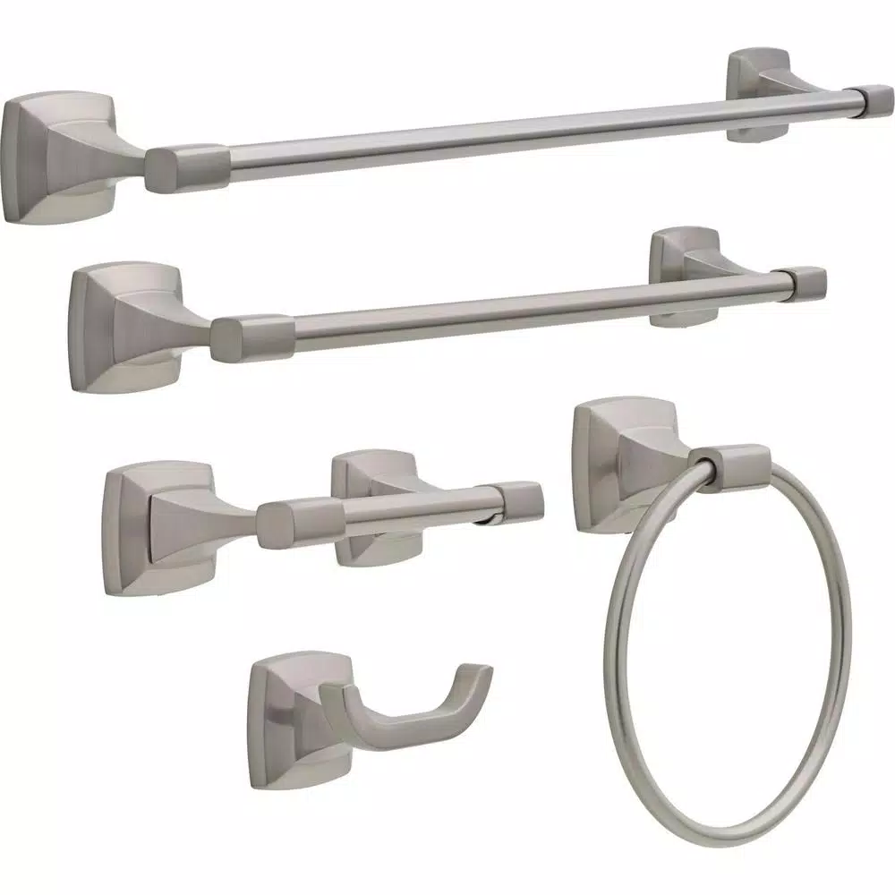 Delta Portwood Double Prong Towel and Robe Hook in SpotShield Brushed Nickel