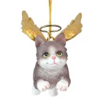 Design Toscano Honor the Feline Grey Tabby Angel Cat Christmas Ornament thumbnail 2