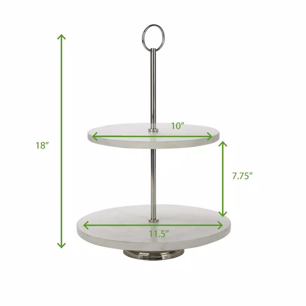 Mind Reader White 2-Tier Marble Pastry Stand, Elegant Cupcake Display Holder & Tiered Dessert Serving Tray