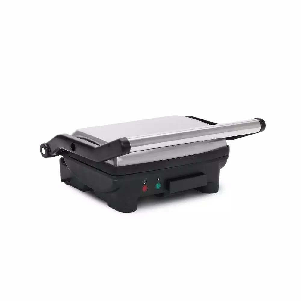 Elite Cuisine 3-in-1 Panini Press, Contact Grill and Indoor Grill, 1000W, Black Stainless Steel
