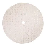 Glitzhome 48 in. White Plush Snowflake Christmas Tree Skirt thumbnail 1