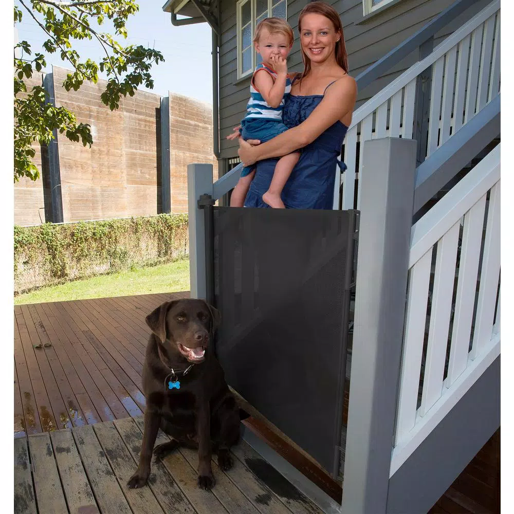 Perma Child Safety Extra Wide Outdoor Retractable Gate, 33 in. H x 71 in. W, Black
