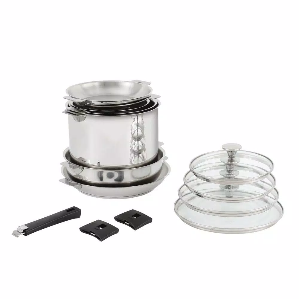 Cristel Tulipe 13-Piece Stainless Steel Cookware Set with Removable Handle System
