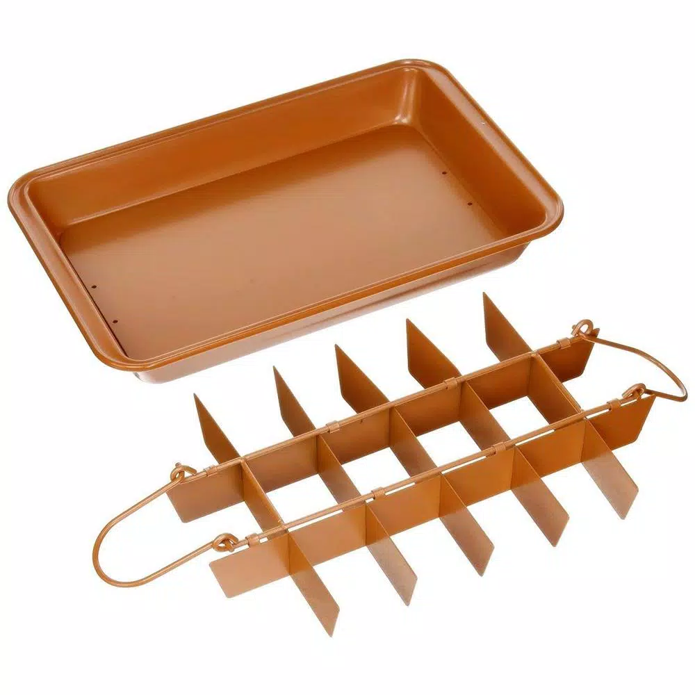 Gotham Steel Brooklyn Brownie Non-Stick Copper Baking Pan with Built-in Slicer, 18-Brownie Capacity