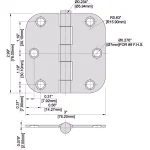 Everbilt 3 in. Satin Brass Steel Butt Door Hinge with 5/8 in. Radius thumbnail 2