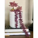 Flora Bunda 11.5 in. Pink Artificial Succulent in 5 in. White Greco Ceramic Pot thumbnail 4