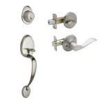 Copper Creek Colonial Satin Stainless Door Handleset with Waverly Lever Trim thumbnail 1