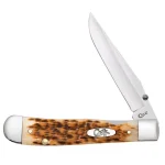 W.R. Case and Sons Cutlery Co. Case Kickstart Trapperlock Assisted Opening Pocket Knife - Amber Bone Peach Seed Jig thumbnail 1