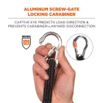 Ergodyne Squids 3100 Black Extended Shock-Absorbing Tool Lanyard with Single Carabiner thumbnail 5