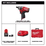 Milwaukee M12 FUEL 12V Brushless 1/4 in. Hex 2-Speed Screwdriver Kit with (2) 2.0 Ah Batteries & Case thumbnail 2