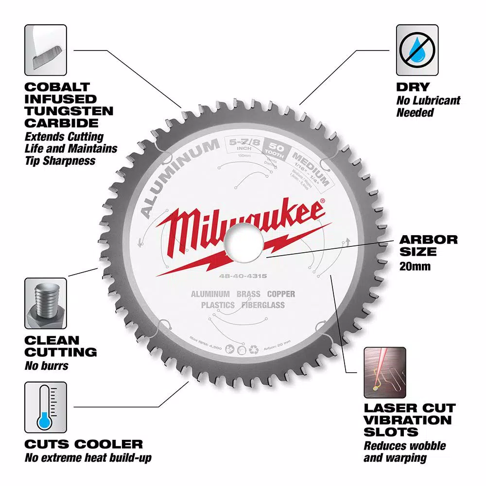 Milwaukee 5-7/8 in. 50T Carbide Metal Cutting Circular Saw Blade