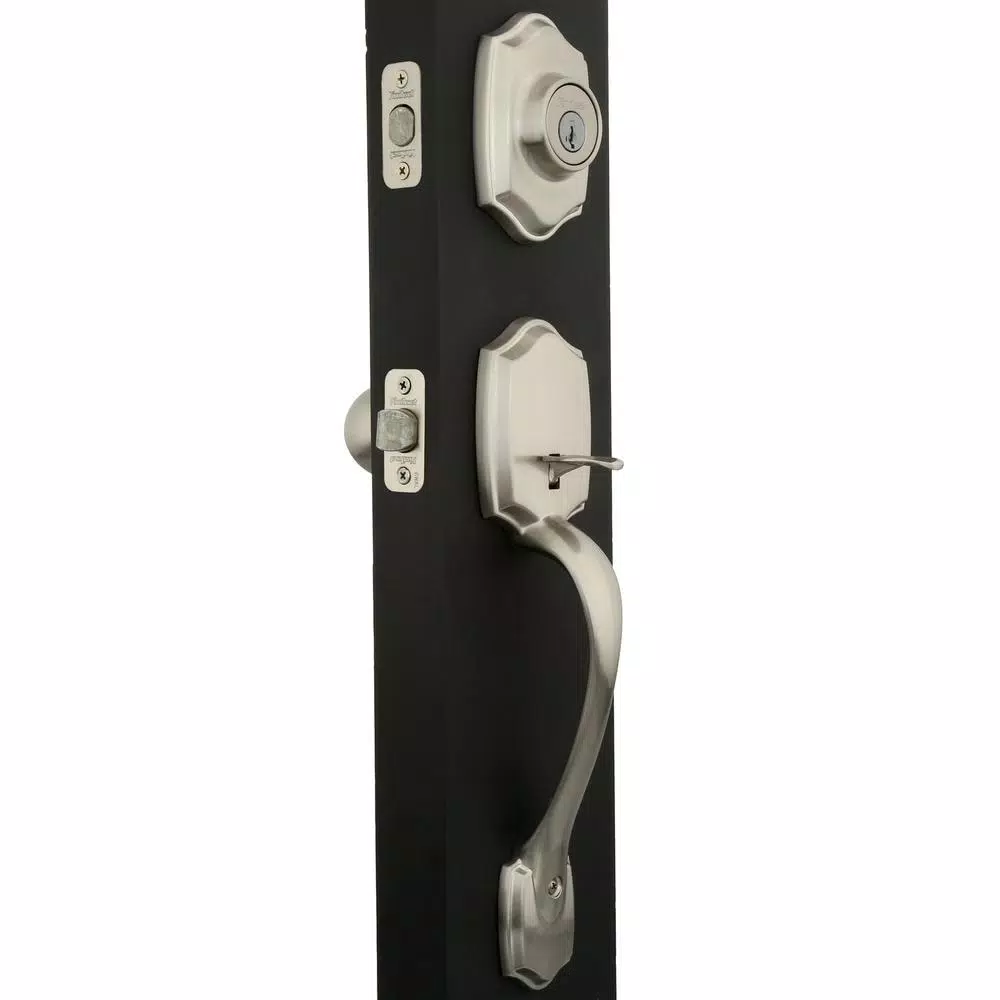 Kwikset Belleview Satin Nickel Single Cylinder Handleset with Polo Knob and SmartKey Security
