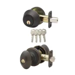 Copper Creek Colonial Tuscan Bronze Egg Door Knob with Single Cylinder Deadbolt Entry Lockset thumbnail 1