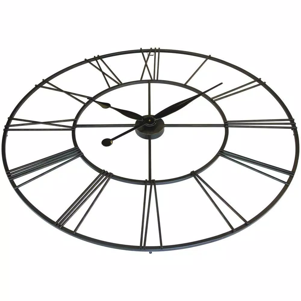 Infinity Instruments Skyscraper XXL 45 in. Oversized Round Wall Clock - Black Metal
