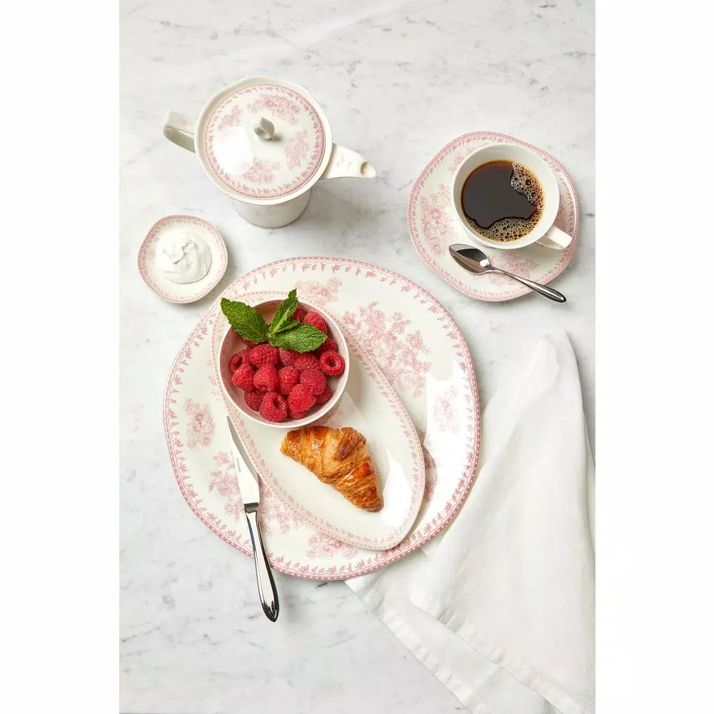 Oneida Lancaster Garden White and Pink Porcelain Creamers, 6 oz. (Set of 36)