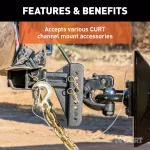CURT Adjustable Channel Ball Mount, 2-1/2 in. Receiver, 6 in. Drop, Dual Ball 2 in. & 2-5/16 in. thumbnail 5