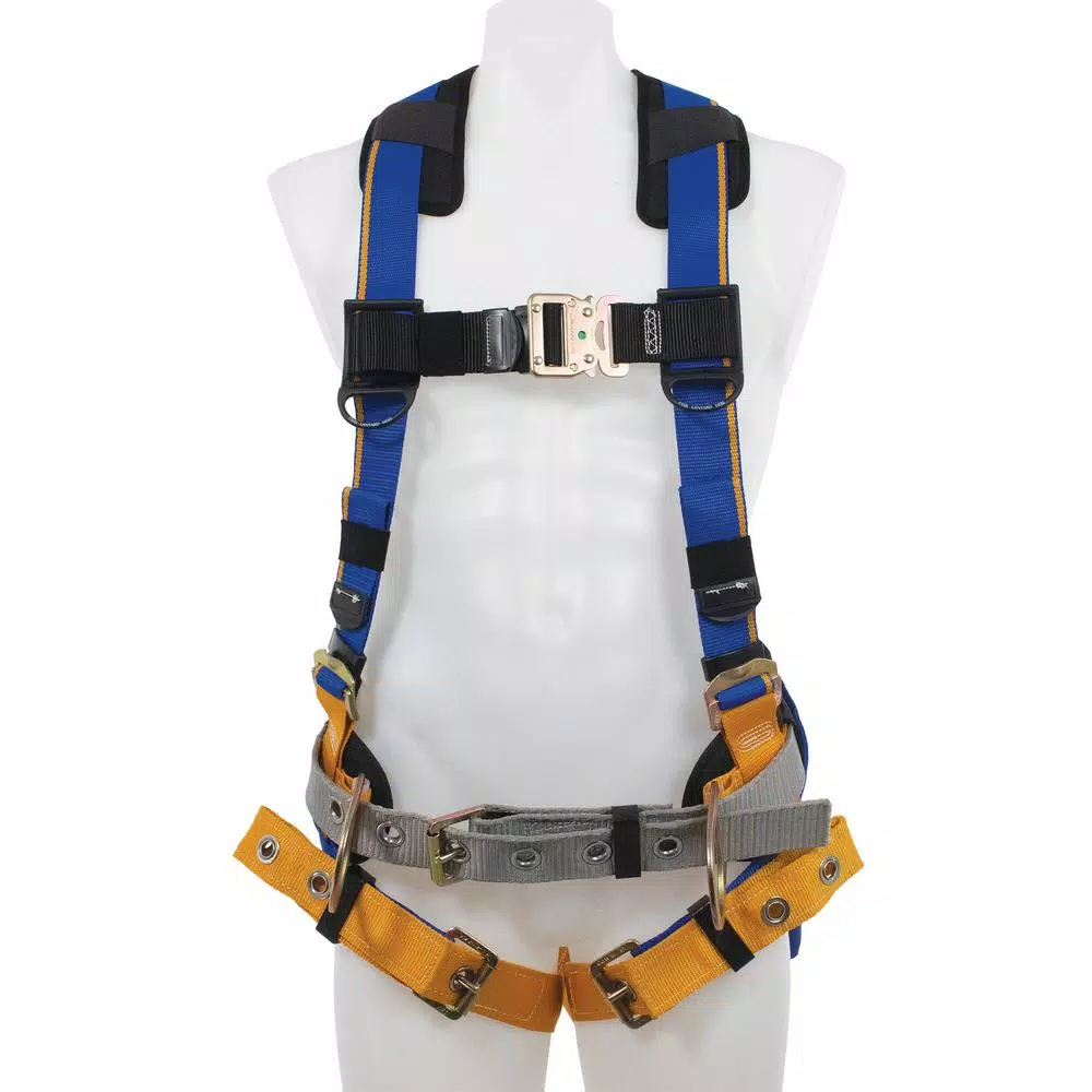 Werner Blue Armor 2000 Construction Harness with 3 D-Rings, Removable Work Belt, Medium/Large